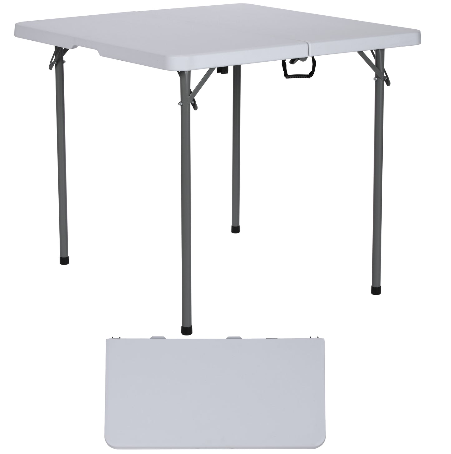 BTExpert 34" Square Folding Card Table Fold in Half Utility Commercial Table Dining Portable Indoor Outdoor Picnic Party Camping Lightweight Heavy Duty HDPE White Plastic Foldable with Carrying Handle