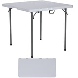 BTExpert 34" Square Folding Card Table Fold in Half Utility Commercial Table Dining Portable Indoor Outdoor Picnic Party Camping Lightweight Heavy Duty HDPE White Plastic Foldable with Carrying Handle