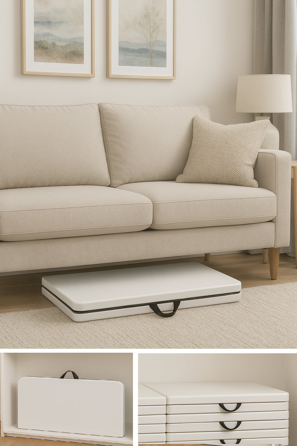 BTExpert 34" Square Folding Card Table Fold in Half Utility Commercial Table Dining Portable Indoor Outdoor Picnic Party Camping Lightweight Heavy Duty HDPE White Plastic Foldable with Carrying Handle