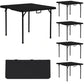 BTEXPERT 34" Bi-Folding Commercial Fold in Half Square Table Heavy Duty Portable Plastic Dining Card Table w Handle for Indoor Outdoor Kitchen Party Wedding Event Black Set of 5