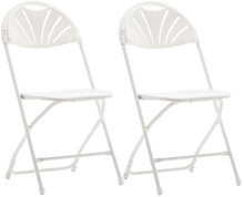 100 of BTExpert White Plastic Folding Chair Fan Style Steel Frame Commercial High Capacity Event Chair lightweight Wedding Party Set of 100