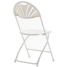 100 of BTExpert White Plastic Folding Chair Fan Style Steel Frame Commercial High Capacity Event Chair lightweight Wedding Party Set of 100