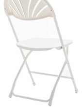 100 of BTExpert White Plastic Folding Chair Fan Style Steel Frame Commercial High Capacity Event Chair lightweight Wedding Party Set of 100