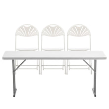 100 of BTExpert White Plastic Folding Chair Fan Style Steel Frame Commercial High Capacity Event Chair lightweight Wedding Party Set of 100