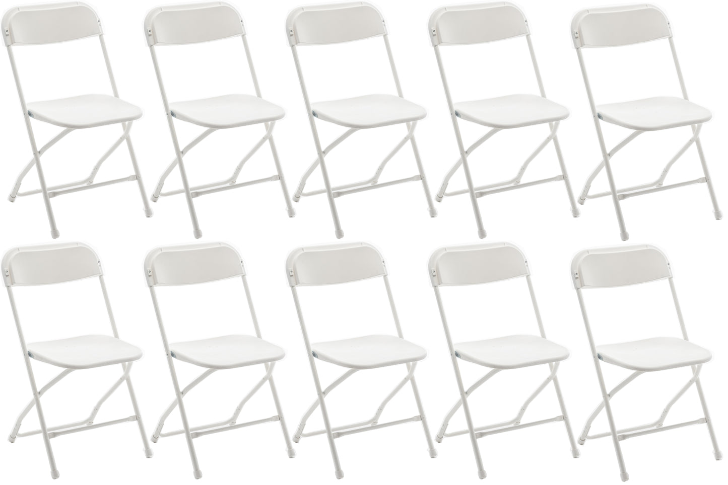 BTExpert White Plastic Folding Chair Steel Frame High Capacity  lightweight Set for  Kitchen Dining Church School - Set of 20