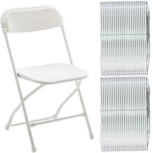 100 White Plastic Folding Chairs Steel Frame Commercial High-Capacity Event lightweight for Office Wedding Party Picnic Kitchen Dining School Set of 100