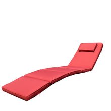 BTEXPERT Folding Outdoor Chaise Cushion Patio Lounger Padding for Deck Lawn Garden Backyard Balcony Terrace Red