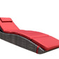 Foldable Outdoor Chaise Lounge Chair Wicker Rattan Sun Bed Patio Reclining Lounger Adjustable Backrest Pillow - Red Burgundy