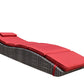 Foldable Outdoor Chaise Lounge Chair Wicker Rattan Sun Bed Patio Reclining Lounger Adjustable Backrest Pillow - Red Burgundy