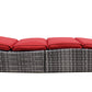 Foldable Outdoor Chaise Lounge Chair Wicker Rattan Sun Bed Patio Reclining Lounger Adjustable Backrest Pillow - Red Burgundy