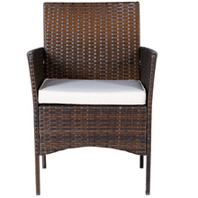 BTExpert Outdoor Wicker Conversation?á3 piece Bistro Set Garden Patio Yard Porch Furniture Space Saving Pe Rattan Two Chairs Cushions Side storage Glass Table Brown/ Beige 3pc Set