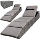 Foldable Outdoor Chaise Lounge Chair Wicker Rattan Sun Bed Patio Reclining Lounger Adjustable Backrest Pillow - Brown - Set of 2