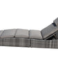 Foldable Outdoor Chaise Lounge Chair Wicker Rattan Sun Bed Patio Reclining Lounger Adjustable Backrest Pillow - Brown - Set of 2