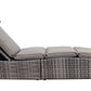 Foldable Outdoor Chaise Lounge Chair Wicker Rattan Sun Bed Patio Reclining Lounger Adjustable Backrest Pillow - Brown - Set of 2