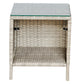 BTExpert Outdoor Wicker 3 piece Set Garden Yard Porch Furniture Space Saving Side storage Glass Table Gray Cream 3pc