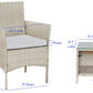 BTExpert Outdoor Wicker 3 piece Set Garden Yard Porch Furniture Space Saving Side storage Glass Table Gray Cream 3pc