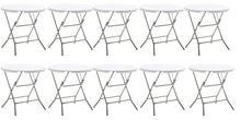 BTEXPERT White 32" Round 30" Height Folding Commercial Portable Banquet Card Plastic Coffee Dining Table for Wedding Party Coffee Event Home Kitchen Indoor Outdoor Set of 10