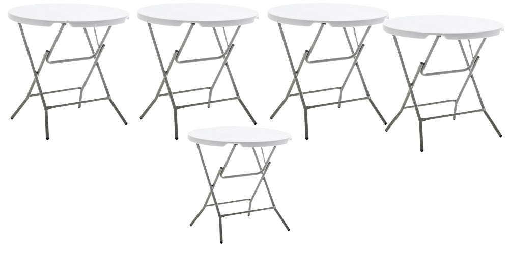 BTExpert 32" Round Folding Table, 30" High – Commercial Portable for Wedding, Party, Indoor/Outdoor Dining & Events - Set of 5