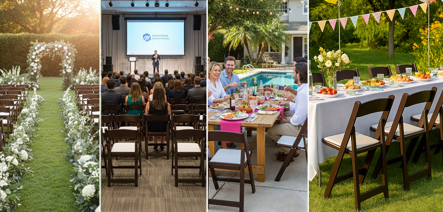 BTEXPERT SET of 4 Resin Folding Chair Vinyl Padded Seat Indoor Outdoor Lightweight Set for Home Event Party Picnic Kitchen Dining Church School Weddings- brown