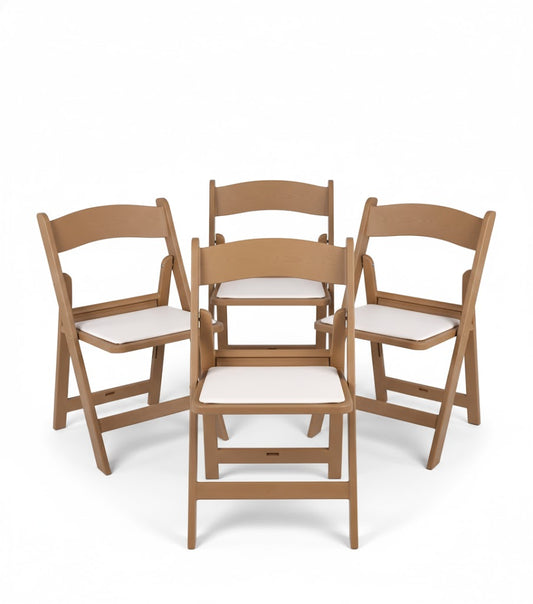 BTEXPERT SET of 4 Resin Folding Chair Vinyl Padded Seat Indoor Outdoor Lightweight Set for Home Event Party Picnic Kitchen Dining Church School Weddings- Natural