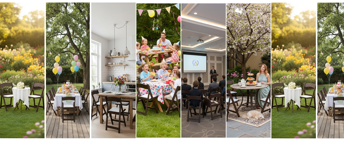 BTEXPERT SET of 4 Resin Folding Chair Vinyl Padded Seat Indoor Outdoor Lightweight Set for Home Event Party Picnic Kitchen Dining Church School Weddings- brown