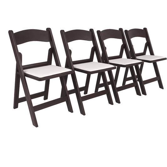 BTEXPERT SET of 4 Resin Folding Chair Vinyl Padded Seat Indoor Outdoor Lightweight Set for Home Event Party Picnic Kitchen Dining Church School Weddings- brown