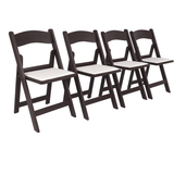 BTEXPERT SET of 4 Resin Folding Chair Vinyl Padded Seat Indoor Outdoor Lightweight Set for Home Event Party Picnic Kitchen Dining Church School Weddings- brown