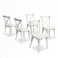 BTEXPERT Resin Indoor Outdoor Dining Chairs Set of 4   Stackable Patio Farmhouse Chairs with X-Back, Heavy-Duty Waterproof Distressed  Kitchen Dining Chairs, 400 lb Capacity,  Weathered Whitewashed
