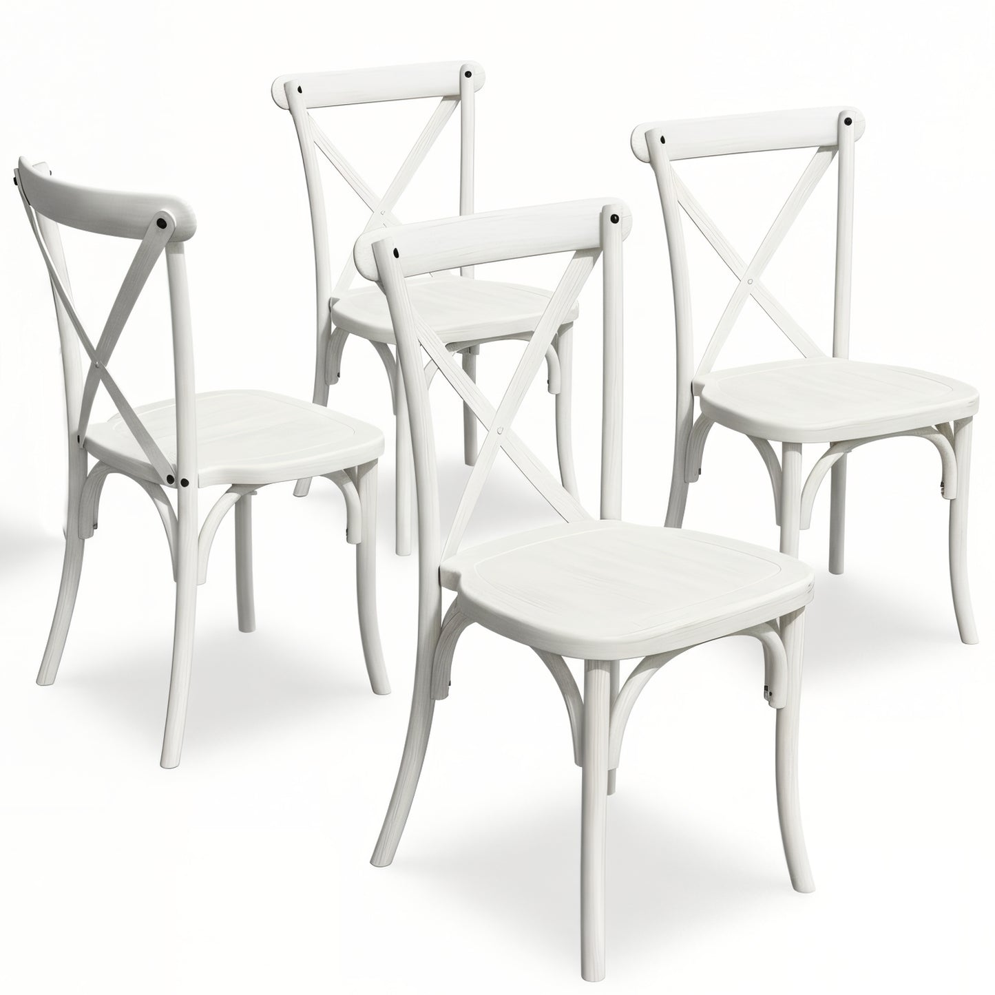 BTEXPERT Resin Indoor Outdoor Dining Chairs Set of 4   Stackable Patio Farmhouse Chairs with X-Back, Heavy-Duty Waterproof Distressed  Kitchen Dining Chairs, 400 lb Capacity,  Weathered Whitewashed
