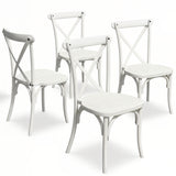 BTEXPERT Resin Indoor Outdoor Dining Chairs Set of 4   Stackable Patio Farmhouse Chairs with X-Back, Heavy-Duty Waterproof Distressed  Kitchen Dining Chairs, 400 lb Capacity,  Weathered Whitewashed