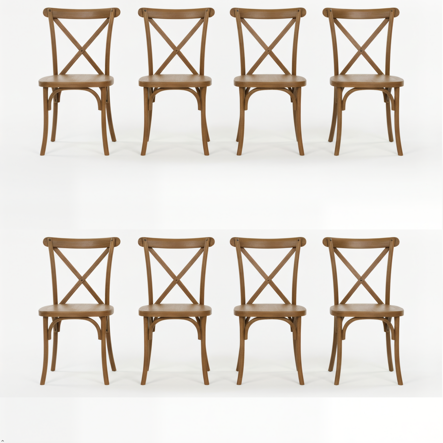 BTEXPERT Resin Outdoor Dining Chairs Set of 8  Stackable Patio Farmhouse Chairs with Cross Back,   Waterproof Indoor & Outdoor Kitchen Dining Chairs Brown