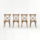 BTEXPERT Resin Outdoor Dining Chairs Set of 4 – Stackable Patio Farmhouse Chairs with X-Back, Heavy-Duty Waterproof Indoor & Outdoor Kitchen Dining Chairs, 400 lb Capacity, Chestnut Brown