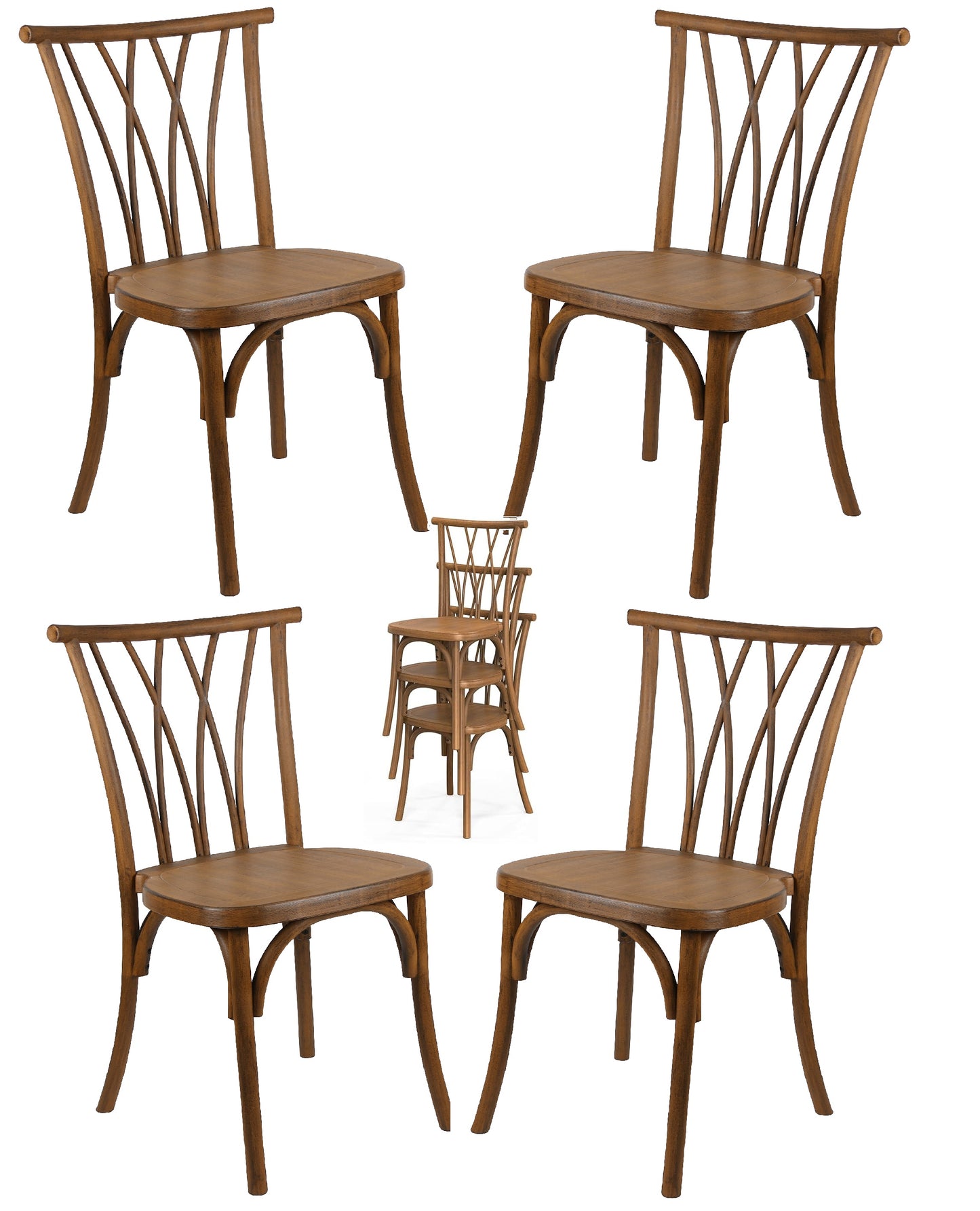 BTEXPERT Resin Outdoor Dining Chairs Set of 4 – Stackable Patio Farmhouse Chairs with Willow Backrest, Heavy-Duty Waterproof Indoor & Outdoor Kitchen Dining Chairs, 400 lb Capacity