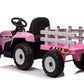 Btexpert Ride on Tractor with Detachable Trailer, 12 V Pink Tractor Toy for Kids 3+