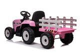 Btexpert Ride on Tractor with Detachable Trailer, 12 V Pink Tractor Toy for Kids 3+