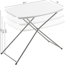 BTExpert Personal Folding Utility Table 2.5ft 29" x 19" Lightweight Adjustable Height Portable Carrying Handle Indoor Outdoor Picnic Camping Office Home Party Easy to Clean Store Care White Set of 5