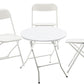 BTEXPERT Folding Card Portable, 24" Round Plastic Table 3 Adult Chairs for Board Games Nights Gatherings Party Home Indoor Outdoor Lightweight, 4 Piece Set, White & Granite White
