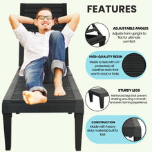 BTExpert Foldable Outdoor Lounge Chair Black Waterproof Recliners with Adjustable - Set of 2