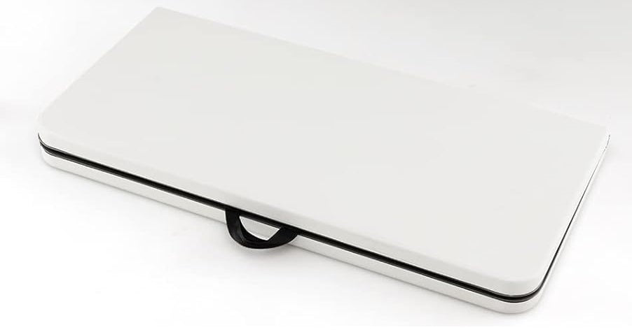 BTExpert 34" Square Folding Card Table Fold in Half Utility Commercial Table Dining Portable Indoor Outdoor Picnic Party Camping Lightweight Heavy Duty HDPE White Plastic Foldable with Carrying Handle