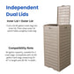 BTExpert 31-Gallon Waterproof Outdoor Trash Can – Resin Bin w/ Double Lid, Drip Tray, Hidden Design for Patio - Set of 5