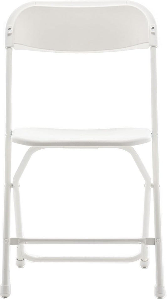 BTExpert Indoor Outdoor White Plastic Folding Chairs Stacking Steel Frame Commercial - Set of 6