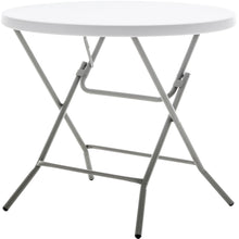 BTEXPERT Folding Card Portable, 32" Round Plastic Table 3 Adult Chairs for Board Games Nights Gatherings Party Home Indoor Outdoor Lightweight, 4 Piece Set, White & Granite White