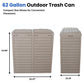 BTExpert 62 Gallon Outdoor Garbage Trash Can, Waterproof Resin Double Lid Drip Tray