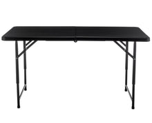 BTExpert Fold-in-Half Folding Utility Table 4 Feet Lightweight Height Adjustable Portable Carrying Handle Indoor Outdoor, Picnic Camping Office Home Party Convenient Easy to Clean Store & Care Black