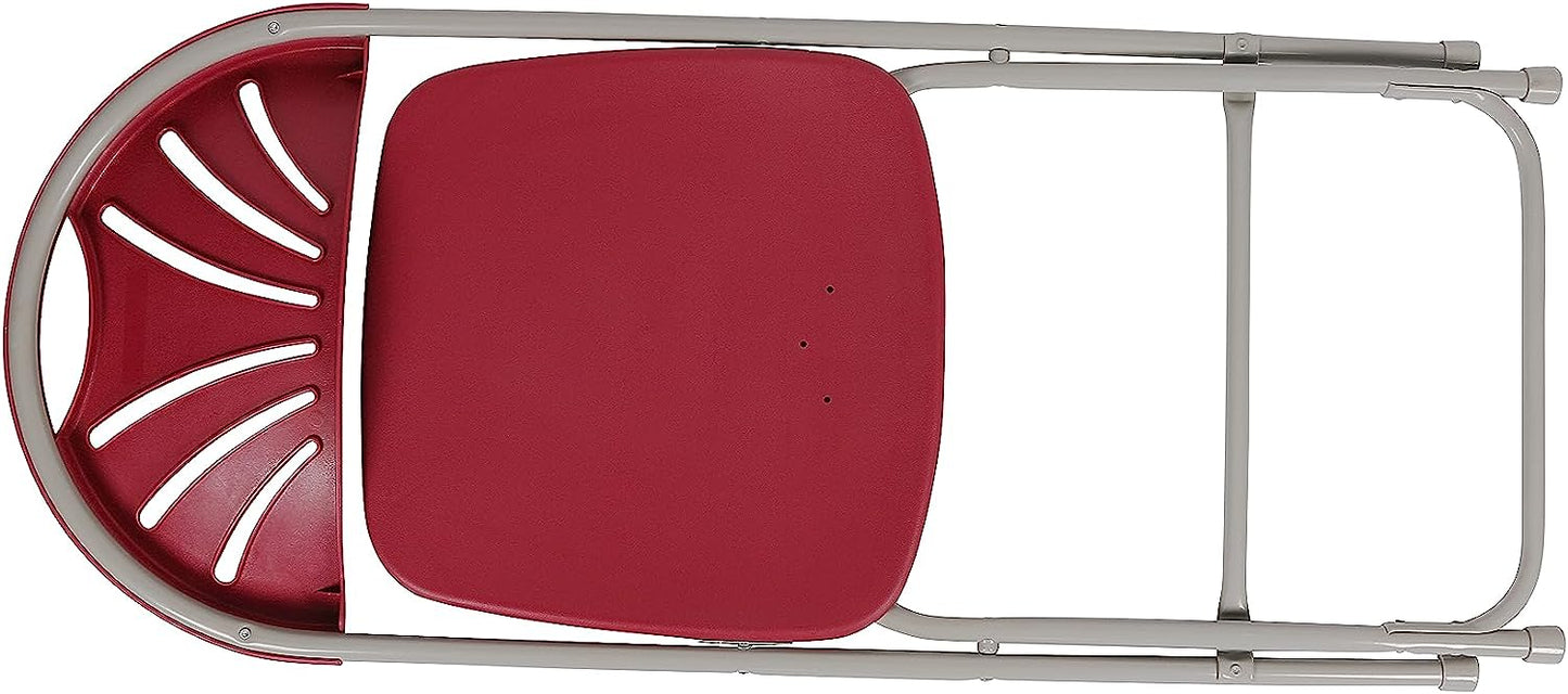 BTExpert Red Plastic Folding Chair Steel Frame Commercial Chair lightweight Wedding Party - Set of 4