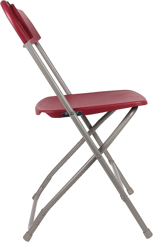 100 Red Plastic Folding Chairs Steel Frame, High-Capacity, Lightweight for Office, Wedding, Party, Picnic, Dining, School - Set of 100