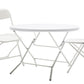BTEXPERT Folding Card Portable, 32" Round Plastic Table 2 Adult Chairs for Board Games Nights Gatherings Party Home Indoor Outdoor Lightweight, 3 Piece Set, White & Granite White