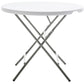 BTEXPERT Folding Card Portable, 32" Round Plastic Table 3 Adult Chairs for Board Games Nights Gatherings Party Home Indoor Outdoor Lightweight, 4 Piece Set, White & Granite White