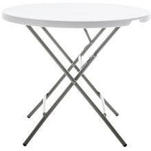 BTEXPERT Folding Card Portable, 32" Round Plastic Table 3 Adult Chairs for Board Games Nights Gatherings Party Home Indoor Outdoor Lightweight, 4 Piece Set, White & Granite White