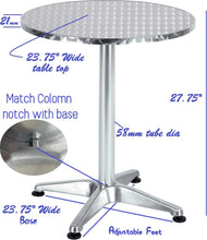 BTExpert Indoor Outdoor 27.5" Round Restaurant Table Stainless Steel Silver Aluminum + 4 Brown Restaurant Rattan Stack Chairs Commercial Lightweight